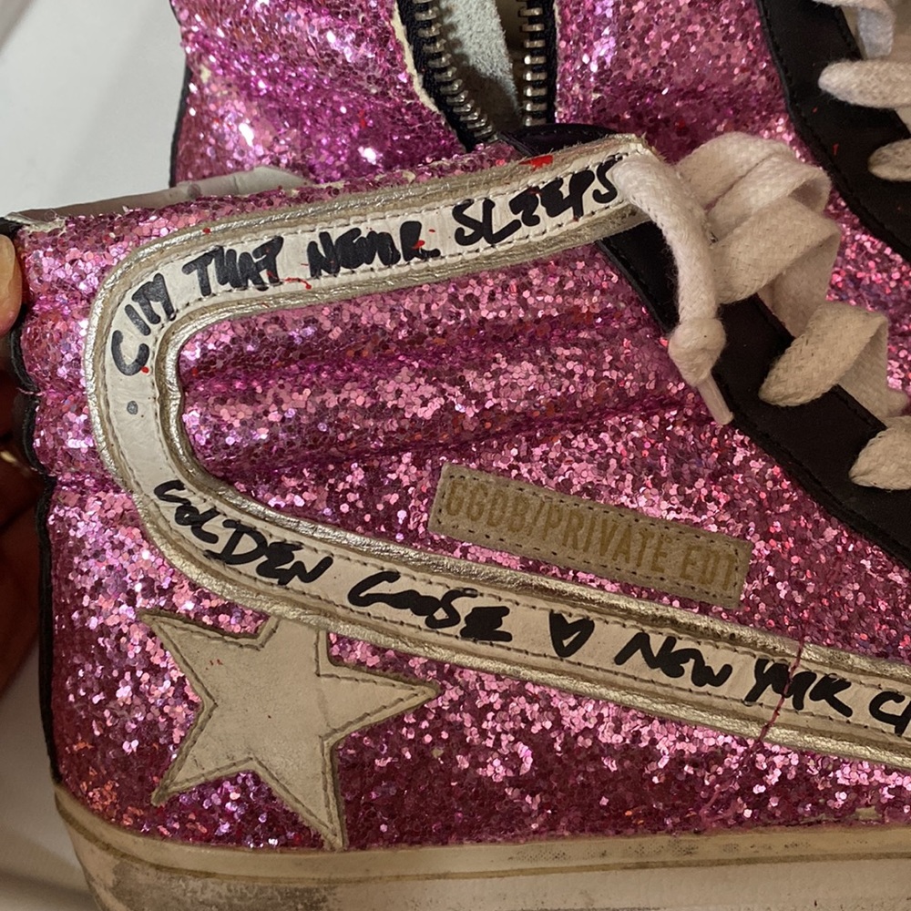 Golden Goose Pink and Black High-Top Sneakers